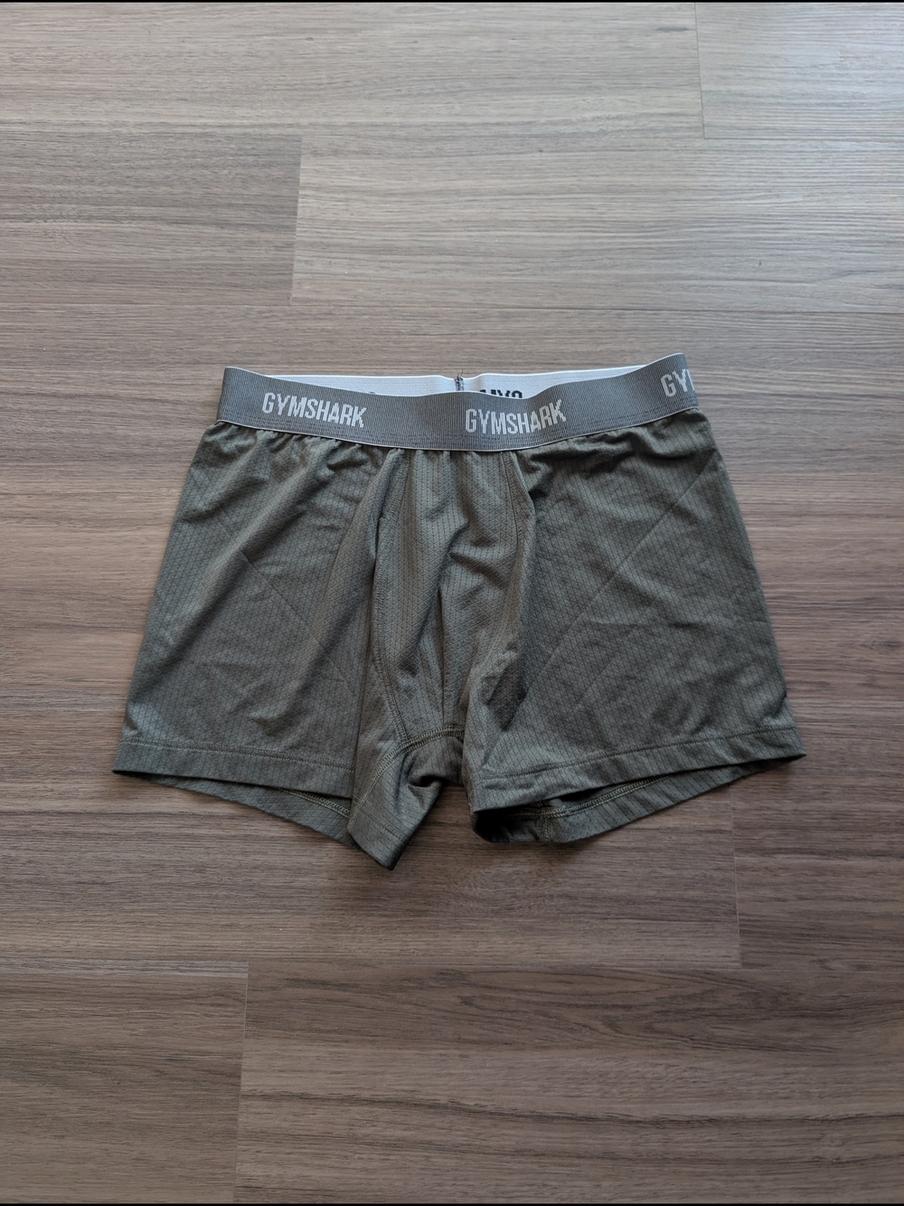 Gymshark Olive Performance Boxer Briefs with Grey Waistband
